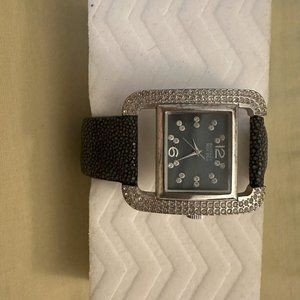 LADIES/WOMEN'S WATCH BADGLEY MISCHKA BLACK LEATHER STRAP